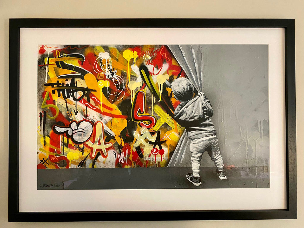 MARTIN WHATSON - BEHIND THE WALL ORIGINAL ON PAPER 1/1